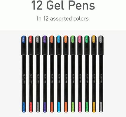 Pentonic Gel Pens Set – 12 Vibrant Colors | Smooth Ink Flow | Extra Fine, Fine & Medium Tips