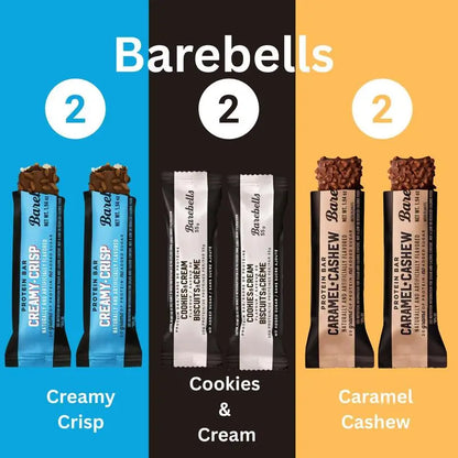 Barebells Protein Bars Variety Pack – Creamy Crisp, Cookies & Cream & Caramel Cashew (6-Pack)