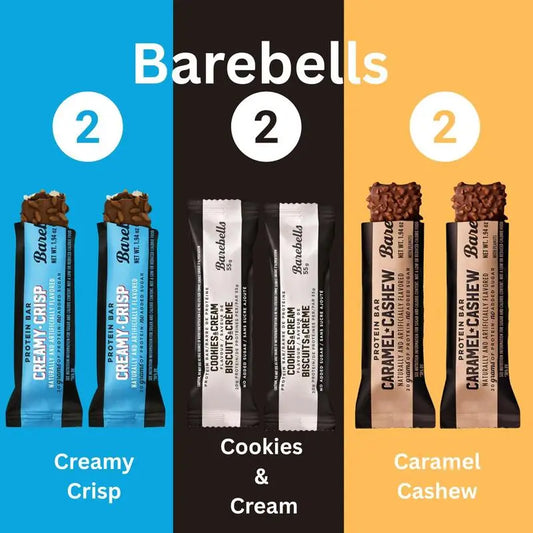 Barebells Protein Bars Variety Pack – Creamy Crisp, Cookies & Cream & Caramel Cashew (6-Pack)