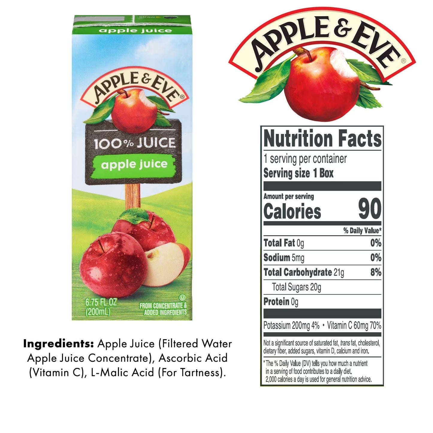 Apple & Eve 100% Juice Variety Pack – No Added Sugar, Real Fruit Juice for the Whole Family