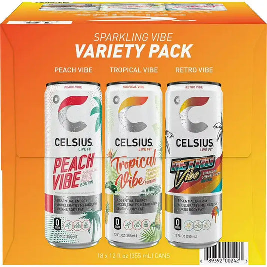 CELSIUS® Sparkling Vibe Variety Pack – Essential Energy Drinks with 7 Vitamins