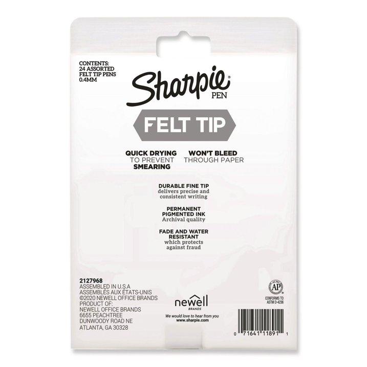Sharpie Art Pen Fine Point 0.4 mm – 24 Assorted Colors, Quick-Drying Ink