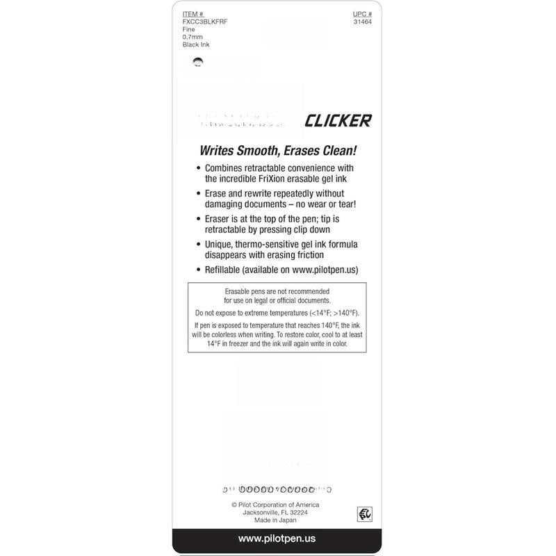 Pilot FriXion Clicker Erasable Gel Pens – 8 Vibrant Colors, Fine Point, Retractable