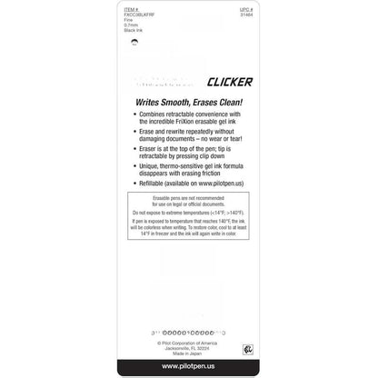Pilot FriXion Clicker Erasable Gel Pens – 8 Vibrant Colors, Fine Point, Retractable