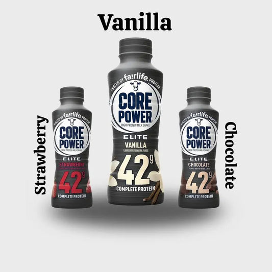Core Power Elite High Protein Shake – 42g Protein, 14oz Bottle, Vanilla, Strawberry & Chocolate