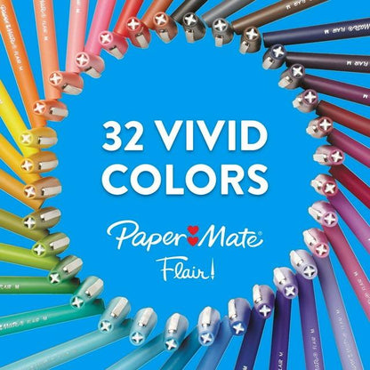 Paper Mate Flair Pens – 20 Pack, Assorted Colors, Felt Tip, Quick-Drying
