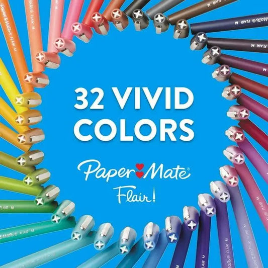 Paper Mate Flair Pens – 20 Pack, Assorted Colors, Felt Tip, Quick-Drying