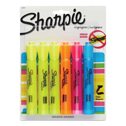 Sharpie Accent Tank Style Highlighter, Chisel Tip, Assorted Colors, 6 Count
