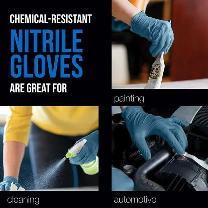 EQPT Blue Powder-Free Nitrile Gloves – 2 Packs, 150 Gloves per Pack, Latex-Free, Textured Grip