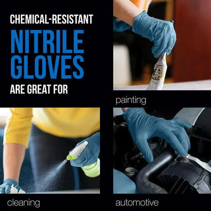 EQPT Blue Powder-Free Nitrile Gloves – 2 Packs, 150 Gloves per Pack, Latex-Free, Textured Grip