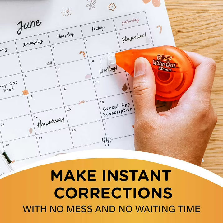 BIC Wite-Out EZ Correct Tear-Resistant Correction Tape, 6 Count