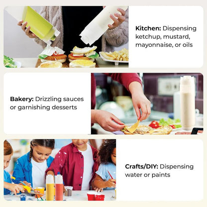 FIFO 16 OZ  Inverted Plastic Squeeze Bottle with Refill and Dispensing Lids