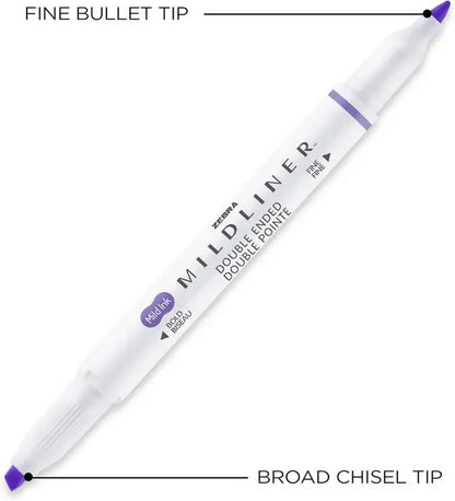 Mildliner Double-Ended Highlighter Set, Broad and Fine Point Tips Assorted Colors, 15-Pack