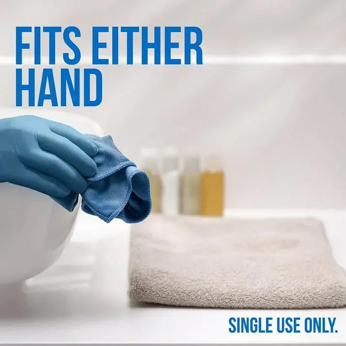 EQPT Blue Powder-Free Nitrile Gloves – 2 Packs, 150 Gloves per Pack, Latex-Free, Textured Grip