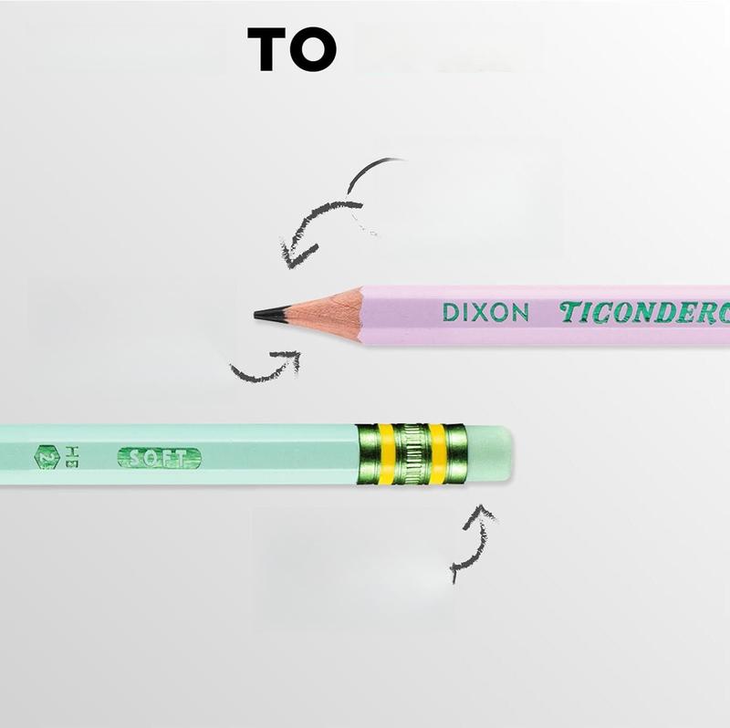 Ticonderoga Pastel Pencils – Pre-Sharpened, Graphite Core, 10 Latex-Free Eraser, Triangular Design - 3 Count