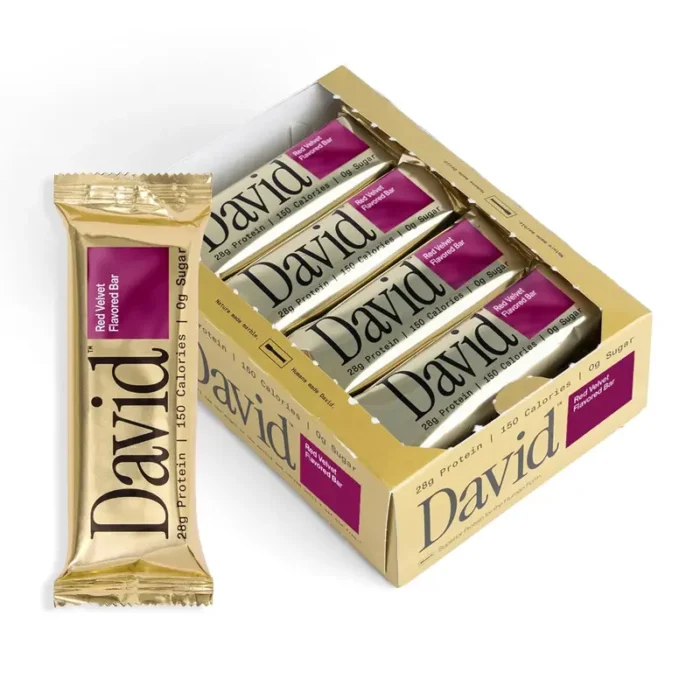 David High Protein Bars, Red Velvet, 28g Protein, 150 Calories, 0g Sugar, Pack of 12