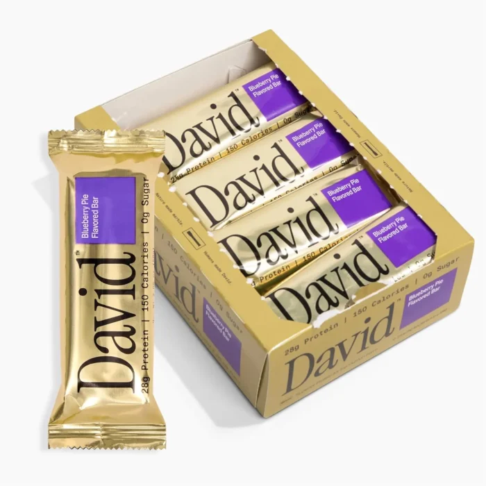 David High Protein Bars, Blueberry Pie, 28g Protein, 150 Calories, 0g Sugar, Pack of 12