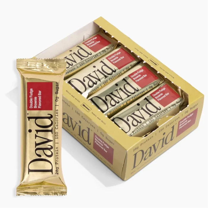 David High Protein Bars, Double Fudge Brownie, 28g Protein, 150 Calories, 0g Sugar, Pack of 12