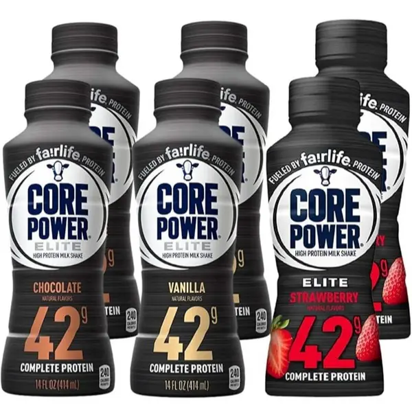 Core Power Elite High Protein Shake Variety Pack, 42g Protein, 14 fl oz Bottles, 4 Vanilla, 4 Strawberry, 4 Chocolate, 12 Count