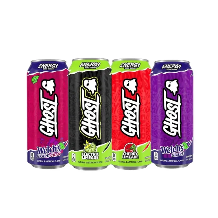 GHOST Energy Drink Variety Pack, Grape-Cran, Electric Limeade, Cherry Limeade, Welch's Grape, 16 oz Cans, 12 Count