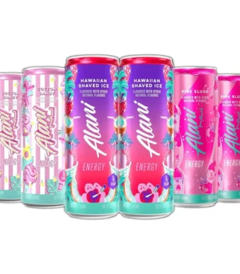 Alani Nu Energy Drink Variety Pack, Cotton Candy, Hawaiian Shaved Ice, Pink Slush, 200mg Caffeine, 12 fl oz Cans, 6 Count