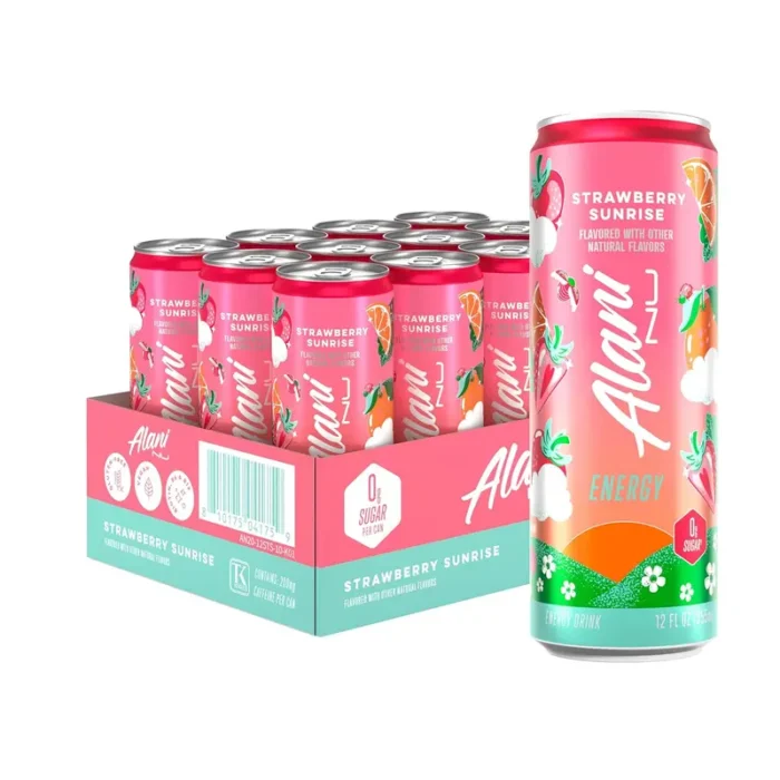 Alani Nu Strawberry Sunrise Sugar-Free Energy Drink, 200mg Caffeine, 12 fl oz Cans, 12 Count