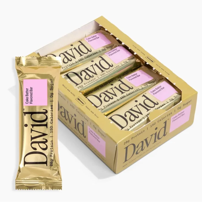 David High Protein Bars, Cake Batter, 28g Protein, 150 Calories, 0g Sugar, Pack of 12