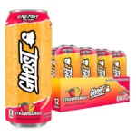 GHOST Energy Drink, Strawbango Flavor, 200mg Caffeine, Zero Sugar, 16 oz Cans, 12-Pack