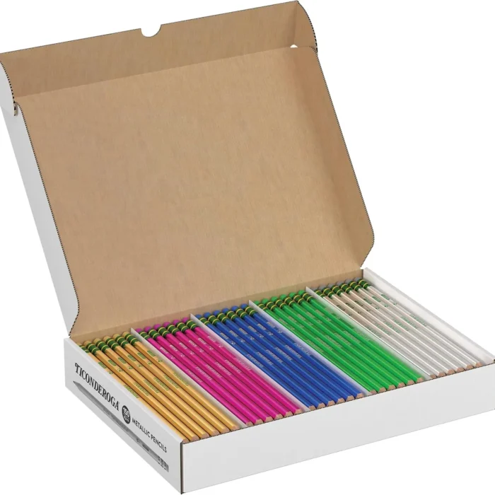 Ticonderoga Wooden Pencils, Pre-Sharpened, #2 HB Soft Lead, Metallic Colored, 150-Count