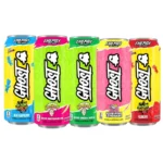 GHOST Caffeinated Energy Drink Variety Pack, 5 Sour Flavors, Blue Raspberry, Sour Watermelon, Sour Green Apple, Sour Pink Lem