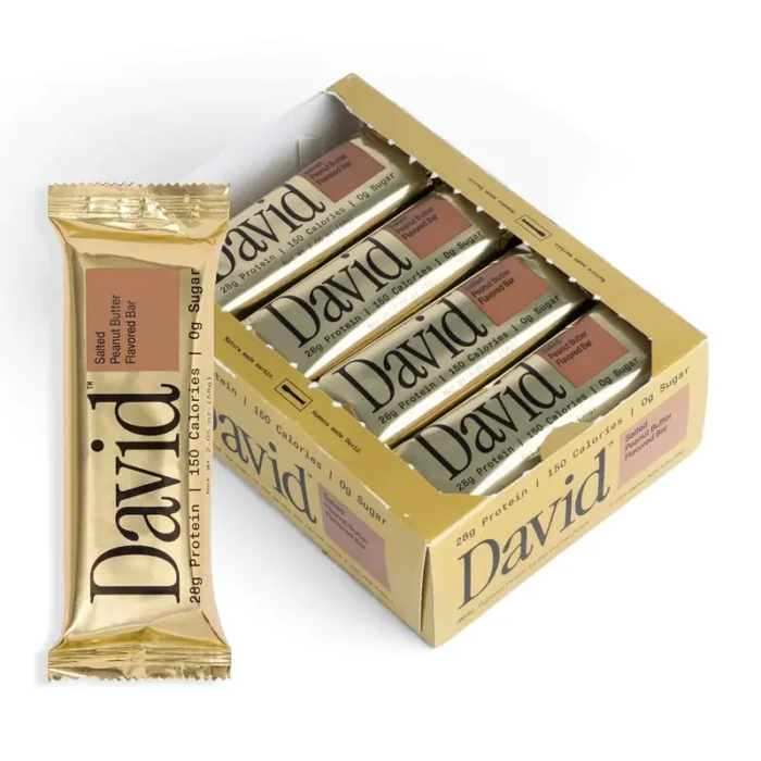 David High Protein Bars, Salted Peanut Butter, 28g Protein, 150 Calories, 0g Sugar, Pack of 12