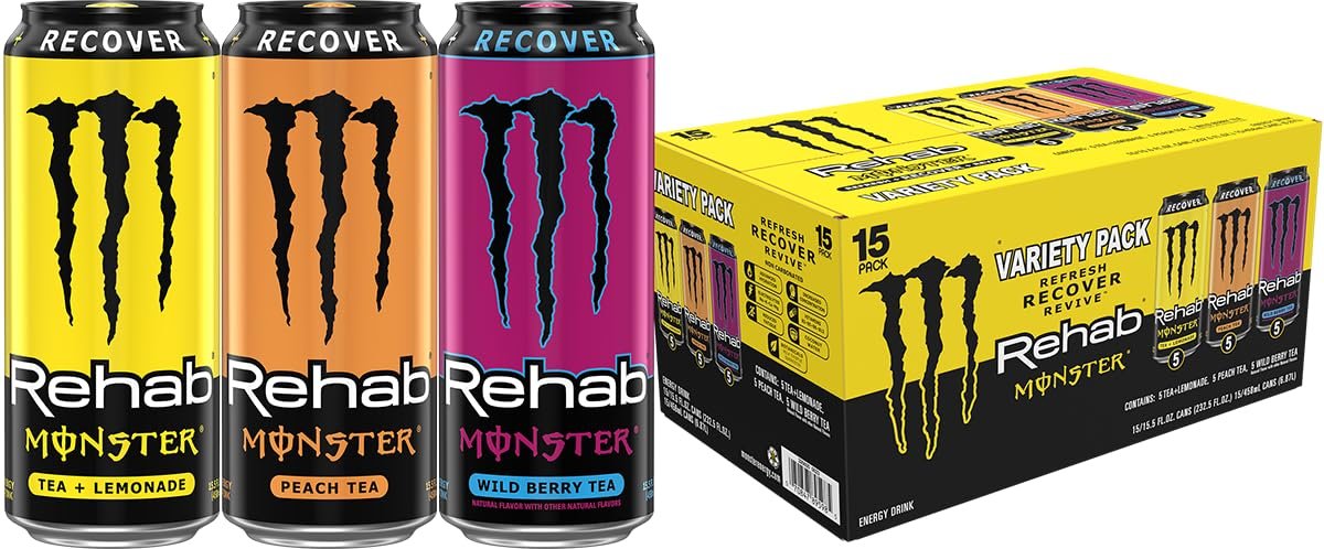 610NsFd6w-L._SL1500_.jpg Monster Energy Rehab Variety Pack Energy Iced Tea, 15.5 fl oz Cans, 15-Pack