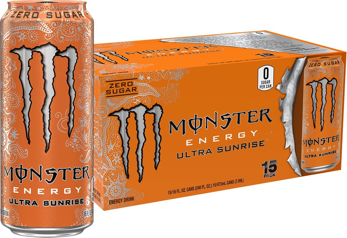 713CL9-CTgL._SL1500_.jpg Monster Energy Ultra Sunrise Sugar-Free Energy Drink, 16 fl oz Cans, 15-Pack