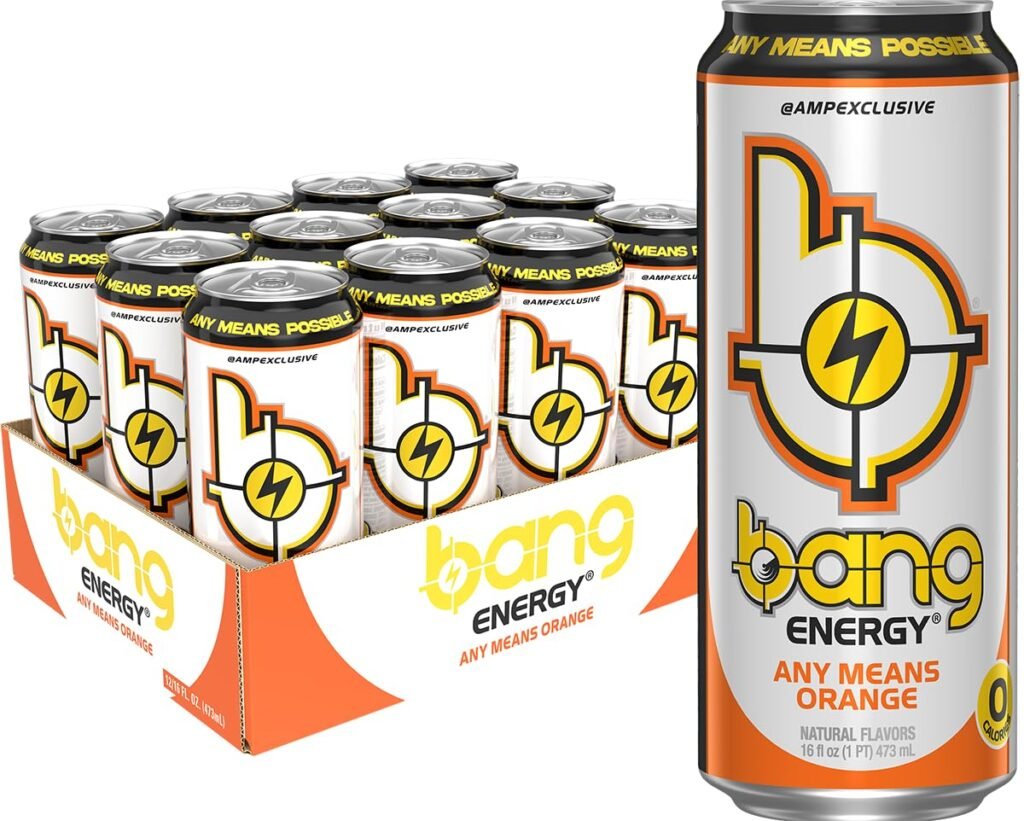 Bang Energy Any Means Orange Sugar-Free Energy Drink, 300mg Caffeine, 16 fl oz Cans, 12-Pack