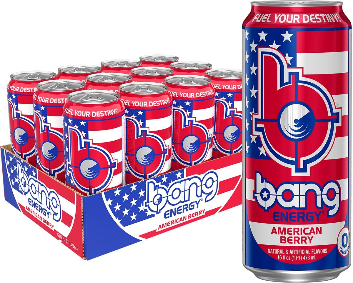 71gpdHiVXsL._SL1500_.jpg Bang Energy American Berry Sugar-Free Energy Drink, 300mg Caffeine, 16 fl oz Cans, 12-Pack