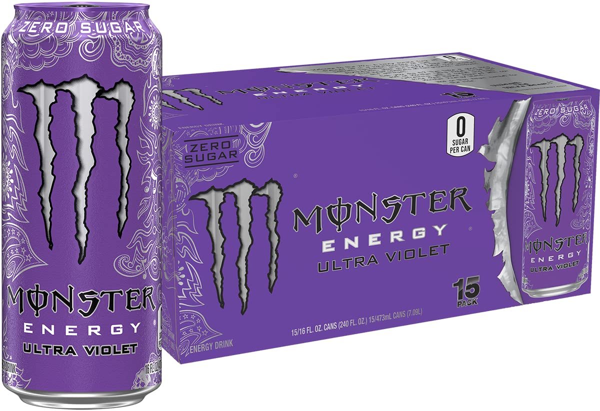 71lM7Fe5asL._SL1500_.jpg Monster Energy Ultra Violet Sugar-Free Energy Drink, 16 fl oz Cans, 15-Pack