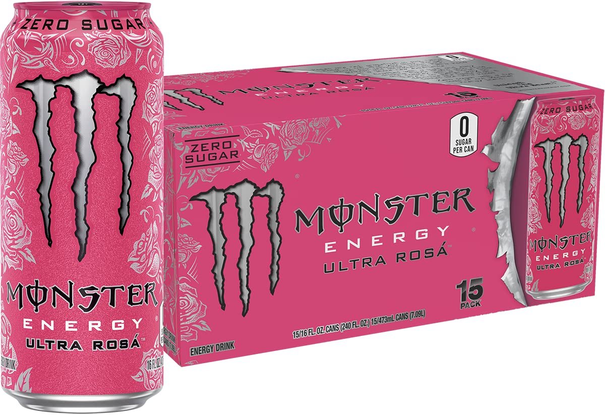 71oKWaO-36L._SL1500_.jpg Monster Energy Ultra Rosa Sugar-Free Energy Drink, 16 fl oz Cans, 15-Pack