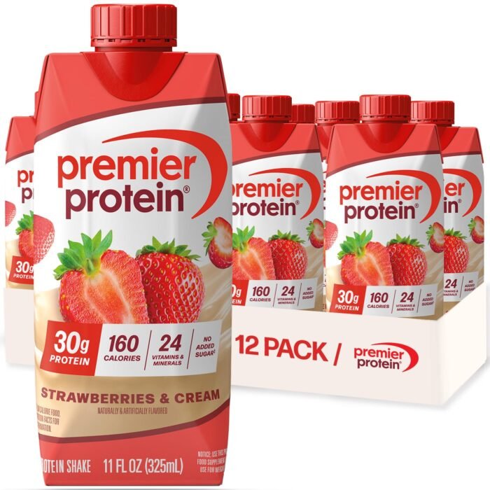 Premier Protein Strawberries & Cream 30g High Protein Shake, 11 fl oz, 12-Pack