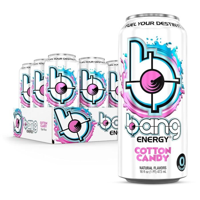 Bang Energy Cotton Candy Sugar-Free Energy Drink, 300mg Caffeine, 16 fl oz Cans, 12-Pack