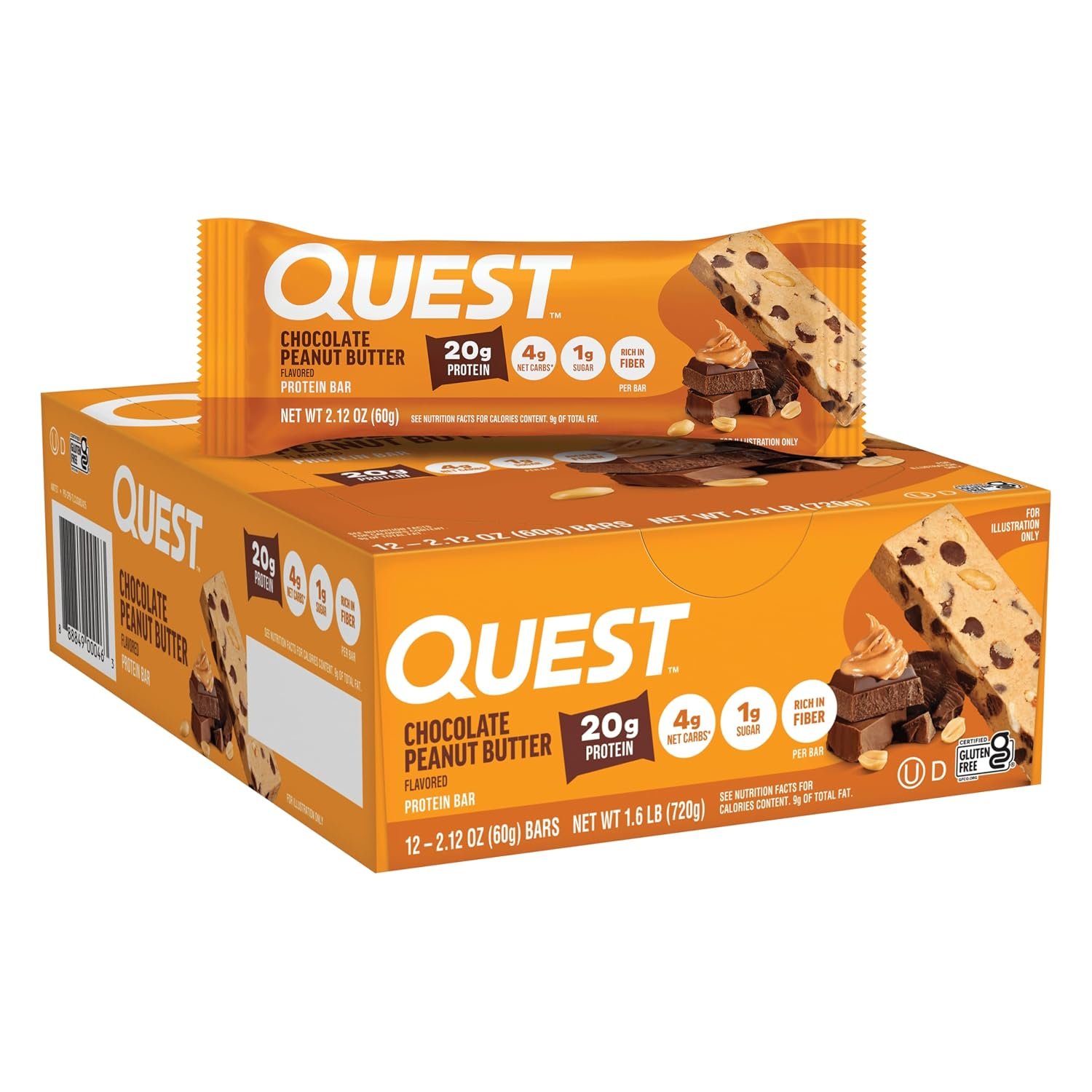 81AF62E5L9L._SL1500_.jpg Quest Nutrition Chocolate Peanut Butter Protein Bars, 12 Count