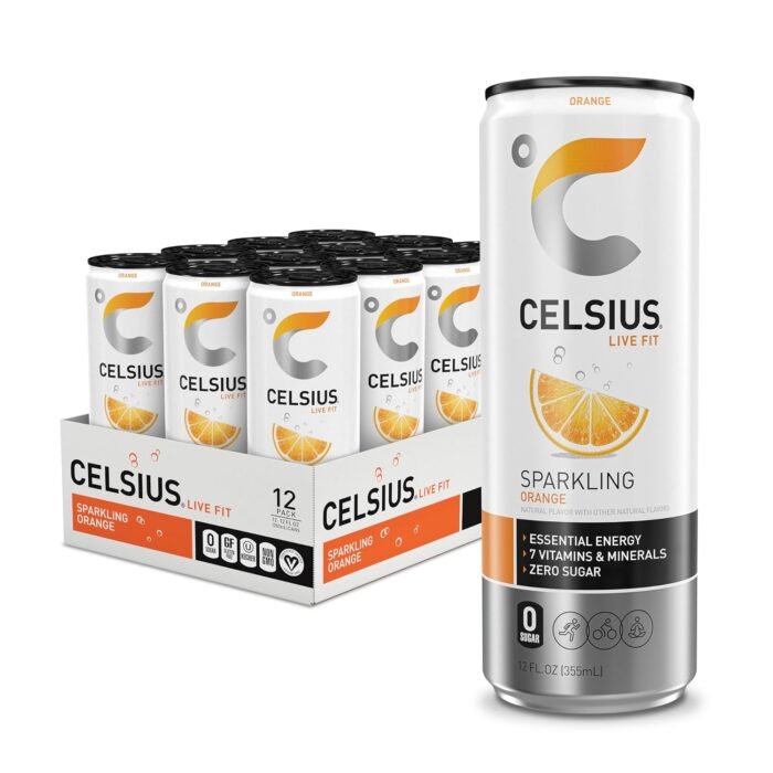 Celsius Sparkling Orange Sugar-Free Energy Drink, 200mg Caffeine, 12 fl oz Cans, 12-Pack