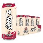 GHOST Energy Drink, Raspberry Cream Flavor, 200mg Caffeine, Zero Sugar, 16 oz Cans, 12-Pack