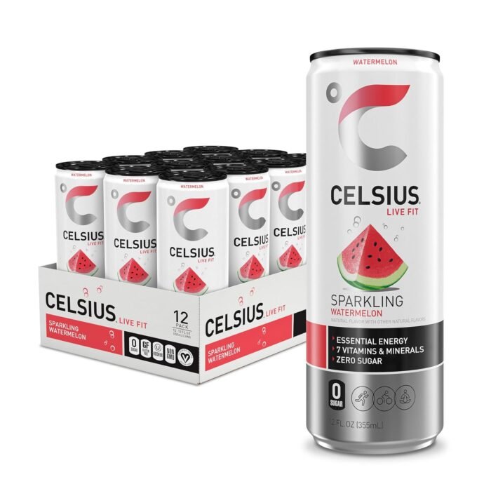 Celsius Sparkling Watermelon Sugar-Free Energy Drink, 200mg Caffeine, 12 fl oz Cans, 12-Pack