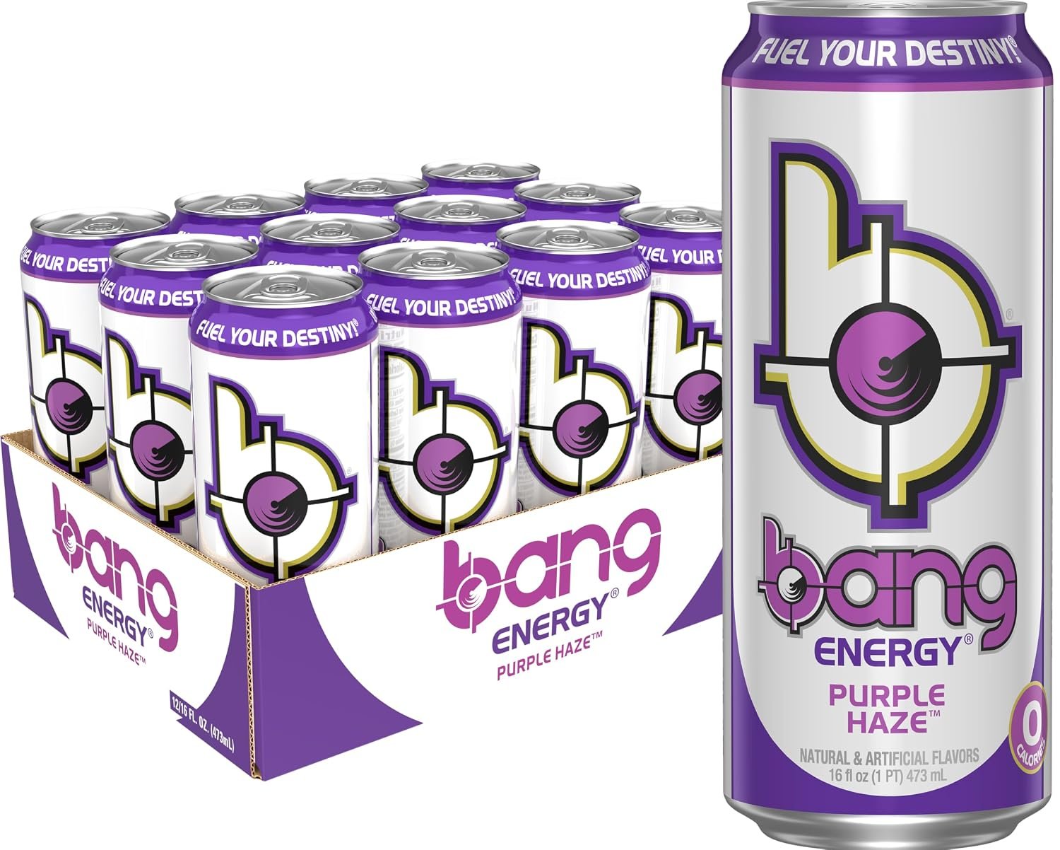 81K7BngCc2L._SL1500_.jpg Bang Energy Purple Haze Sugar-Free Energy Drink, 300mg Caffeine, 16 fl oz Cans, 12-Pack