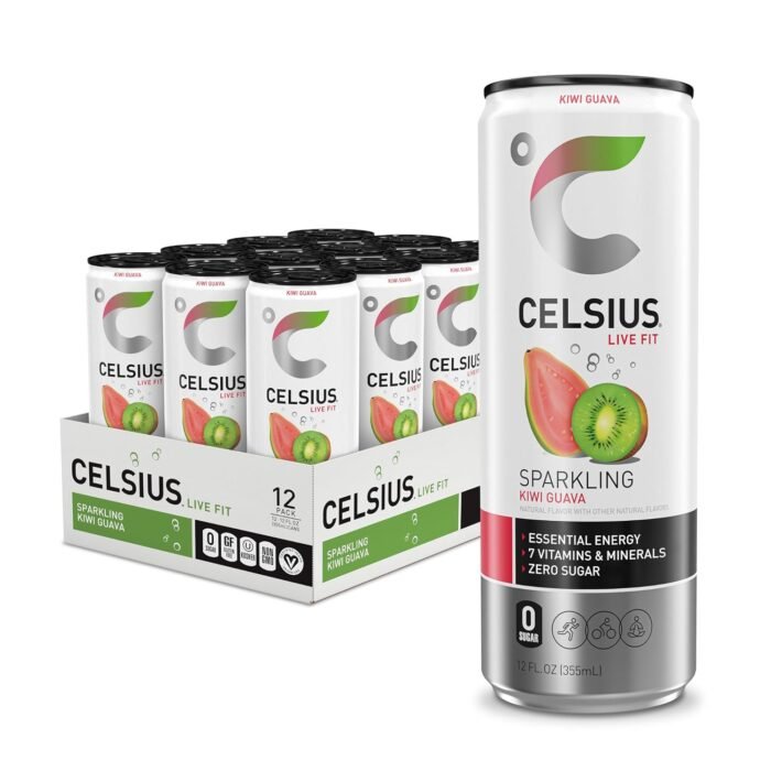 Celsius Sparkling Kiwi Guava Sugar-Free Energy Drink, 200mg Caffeine, 12 fl oz Cans, 12-Pack