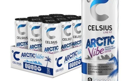 Celsius Arctic Vibe Sparkling Frozen Berry Sugar-Free Energy Drink, 200mg Caffeine, 12 fl oz Cans, 12-Pack