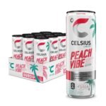 Celsius Peach Vibe Sparkling White Peach Sugar-Free Energy Drink, 200mg Caffeine, 12 fl oz Cans, 12-Pack