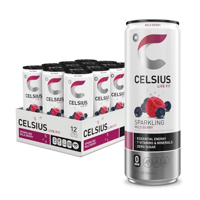 Celsius Sparkling Wild Berry Sugar-Free Energy Drink, 200mg Caffeine, 12 fl oz Cans, 12-Pack