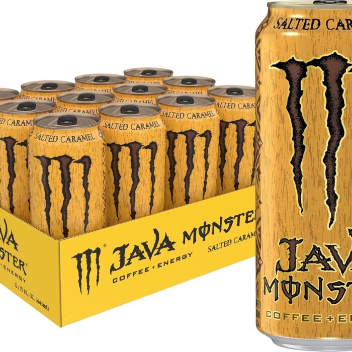 Monster Energy Java Monster Salted Caramel Coffee + Energy Drink, 15 fl oz Cans, 12-Pack