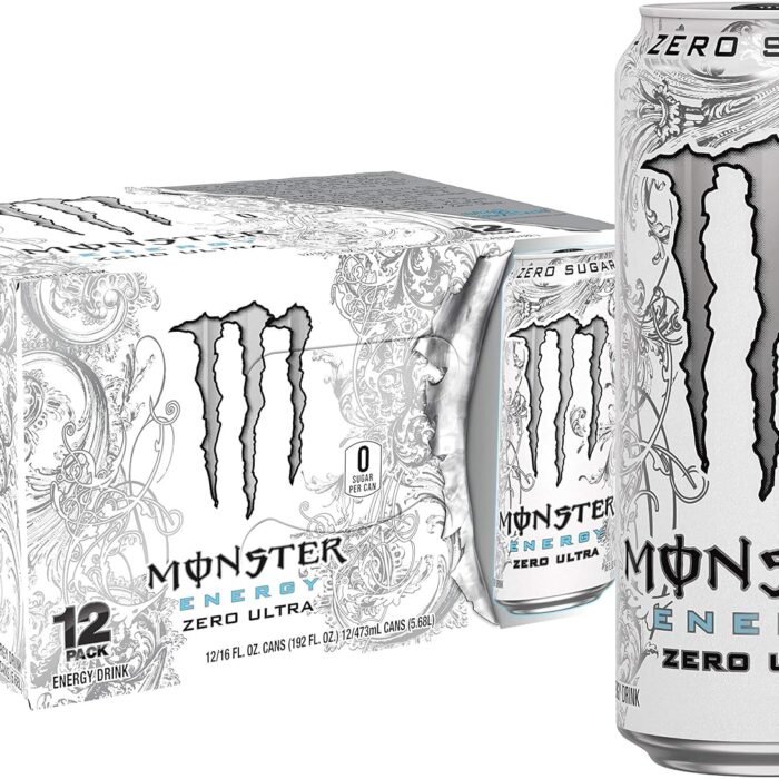 Monster Energy Zero Ultra Sugar-Free Energy Drink, 16 fl oz Cans, 12-Pack
